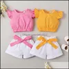Juegos de ropa para niños Baby Maternity Girls Outfits Niños Flying Manga Sleave Dots Topsandstripe S Dhzs3