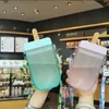 Cute Straw Cup Creative Popsicle Shape Plastic Water Bottle Outdoor Transparent Juice Drinking Cup Mug For Adult Children W3