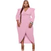 Roupas femininas Sexy Novo estilo de manga longa V Vestido urbano plus size 5xl cor sólida vestidos de festa elegante por atacado