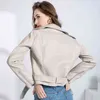 Весенняя осень облегченная кожаная куртка Women 2022 Новая фиолетовая молния Slim Biker Pav