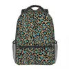 Turquoise Glitter Gepard Leopard Backpack Men Men School Torby