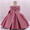 Vestido de festa de aniversário de 1 ano recém-nascido princesa de cetim para bebê menina recém-nascido vestido de batizado para menina Y220426