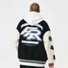 Herrjackor män brev broderi varsity japansk retro överdimensionerad färg matchande kappa chaquetas hombre kvinna grön skarvning