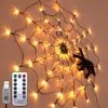Strängar LED Halloween Black Spider Web Light Waterproof Orange Net Lights and For House Yard Garden Outdoor Decor T2LED