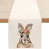 Pasen Rabbit Print Tafelkleed rechthoek Decoratieve tafelloper voor keuken eetkamer 220615