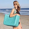 حقيبة مسائية شاطئ كبير سعة تخزين السيليكون إيفا أزياء الإبداع مقاوم للماء الثقب الرملي حقيبة يد الصيف سلة في الهواء الطلق 0623
