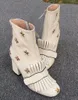 Designer Winter boots platform ankle boot with fringe Embroidered leather High Heels platform boots mid-heel women vintage loafers big size NO29