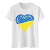 Été haut pour femme Ukraine imprimer t-shirts bleu et jaune motif coeur t-shirts dame adolescentes décontracté Streetwear vêtements a35 220615