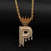 Baillon de couronne personnalisée Bubble Bubble Lettres initiales Colliers de chaîne Pendentif pour hommes Femmes Gold Color Cumbic Zircon Hip Hop Jewelry2615747