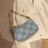 fashion blue lattice Shoulder bag comfortable Simple generous and versatile collocation handbag mini square bag