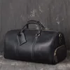 Bolsas de lona Nesitu Highend Vintage Marrón Negro Grande Grueso Genuino Crazy Horse Cuero Hombres de negocios Bolsa de viaje Cuero de vaca Male Duffle M186