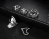 5pcs/conjunto de conjuntos de anel vintage para mulheres boho geométrico as ondas de cauda de baleia de tartaruga prata