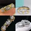 Klasyczny vintage luksusowy zespół ring Schlumbergers marka projektant 925 Srebrny Cross Cross Claw Crystal Finger Cluster for Women Wedding Fashion Biżuter