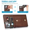 SUCKSUST RETRO LEATHER Hidden Card Slots Holder Wallet Cases For Samsung Galaxy S22 Ultra S21 Fe S20 Plus Note 20 Note10 Kickstand Phone Cover Funda With Loop Strap