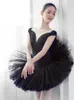 Scene Wear Professional Performance Ballet Swan Lake Tutu White Black Elastic midja Vuxen Ballerina Hard Mesh Tulle kjol Tutus med trosor