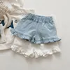 2-8Years Old Baby Girls Denim Shorts Summer Fashion Elastic Waist Ruffles Pants Korean Style Kids Girl Short Jeans 220707