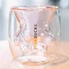 6oz Mugs Starbucks Limited Edition Cat Foot Cup wholesale Cat-claw Coffee Sakura Pink Double Wall GlassStarbuck Cat-Paw Mug