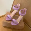 Gianvito Rossi 10.5 cm stilett High Heels Sandals klädskor klack för kvinnor sommar lyxdesigner sandaler svart fotband med ruta 260