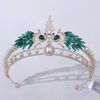 Clipes de cabelo barrettes femininos casamento tiara european estilo zircão duplo pavão com diamante luxuros no nascimento no nascimento Ornamentshair