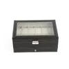 Scatole per orologi Custodie 12 slot Custodia in pelle PU Uomo Donna Espositore per gioielli Custodia per cassetti 2 strati Organizer Vetrina con coperchio in vetro Deli2