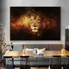 Streszczenie Afryka Fire Lion Head Wild Animal Canvas Art Painting Plakaty i odbitki Cuadros Wall Art Picture do salonu
