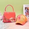 Hot Selling Large Shining Tie Die Hats and Purses Handbags Sets New York Baseball Bucket Hat and Purse Set for Women