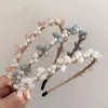 Bandas de goma para el cabello, cuentas azules y rosadas, diadema Vintage con diamantes de imitación, aro para la cabeza, cristal completo, accesorios para el cabello de lujo, regalo de joyería geométrico al por mayor AA220323