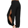 Kvinnor Pants Women's Capris Summer High Slit Haren Sport Leggings Women Gym Clothing Casual Solid Hollow Elastic Waist Workout Wide