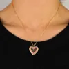 Cadeau Saint Valentin collier pendentif coeur avec émail rose poli coeur charme longue chaîne personnaliser graver étiquette de nom colliers239O