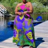 Plus Size Dresses Summer Dress Holiday Hawaii Halter Long Maxi Floral Printed Boho 2022 Pleated African Casual Loose Robe VestiodPlus