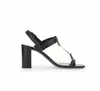 22S Luxury Design Sandal Women's Black Cassandra Heels Patent Leather Sandals Flip Flop Flats äkta läder Gold Metal Gladiator Shoe 35-43