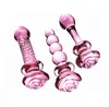 Crystal Rose Penis Glas mannen vrouwen G-spot Anale Plug Kralen Masturbatie Erotische Expander Adult Sex Toy producten Prostaat 220412