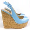 Sandals Women Shoes Cork Wedge Platform Slingback Peep Toe High Heels Pumps Ladies Party Outdoor Comfortable