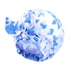 Bonnet de douche réutilisable imperméable pour femmes | Bonnet de bain élastique imprimé de fleurs, bonnet de bain, Bonnet de cheveux en Satin, bonnet de couchage soyeux