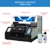 Printers Touch Screen A4 UV Printer DTG Tshirt Textile Fabric Printing Machine With Gift Ink Set For Bottle Phone Case Metal Wood Pen