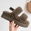 Women's Luxury Thick Sole Fleece Slippers and Sandals Furry Slipper Simple Fashion Curl Cotton Ladies increase platform Sandals