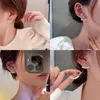 Stud Elegant Metal Heart-Shaped Back Hanging Pearl Earrings Korean Fashion Jewelry For Woman Girls Accessories WholesaleStud Farl22