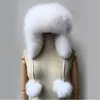 Real Women Fox Fur Hat With Earflap Warm Winter Ladies Thick Real Raccoon Hats New Geunine Fox Fur Cap