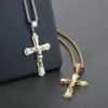 Fashion Men Jesus sieraden Crystal Cross Crucifix Hangelijke kettingen roestvrijstalen ketting voor mannen Gold Color Necklace Jewelry262Q1154588