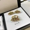 Gjia / 20 new BRASS DOUBLE g bee ring high version net red earrings, rings G0DK