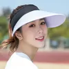 Mulheres verão viseira de sol chapéu de aba larga chapéus de praia simples ajustável embalável proteção uv boné feminino hcs156