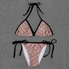 Designer-Bikini für Damen, zweiteiliger Bikini mit Buchstaben-Badeanzügen, Kristall-Sommergurt, gepolsterte Badebekleidung, Strand-Badeanzüge, Dreipunkt-Badeanzug