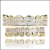 Hip Hop Gold-Plated Micro-Inlaid Teeth Zircon Bracket Big Gold Tooth Jewelry Siery Rose Drop Delivery 2021 Grillz Dental Grills Body I5Xsh