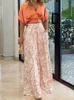 Womens Two Piece Sets Sexy Mid Sleeve Shirt Elgant Floral Print Wide Leg Pant High Streetwear Outfits Spring Summer Suits 220704