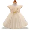 Платья девочки для девочек цветочные кружевные шнурки рожденные с блестками милые платье принцессы шампанское жемчужное vestidos recien recien nacido bebegirl's
