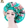 Beanieskull Caps Extra großer seidige Satin Haarhaube für Frauen schlafende elastische breite Kopfhackpackung gedruckter Blütenschaufel Hat9470460