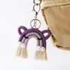 UPS Creatieve persoonlijkheid Tweedimensionale cartoonfeest voorkeur Key Chain Ins Rainbow Girl Leuke kat hand geweven tas hanger