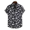 Mens Vintage Pineapple Palm Tree Print Beach Aloha Shirts Hipster Black Short Sleeve Hawaiian Shirt Men Party Semesterkläder L220704