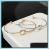 Link Chain Bracelets Jewelry New Arrival Designer 3 Colors Alloy Cuff Charm For Women Adjustable Open Knotted Bangle Bracel Dhbyu