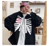 Squelette imprimé sweats à capuche hommes femmes Y2K Harajuku manches longues veste à glissière rétro à capuche surdimensionné sweat Goth Grunge Streetwear 220816